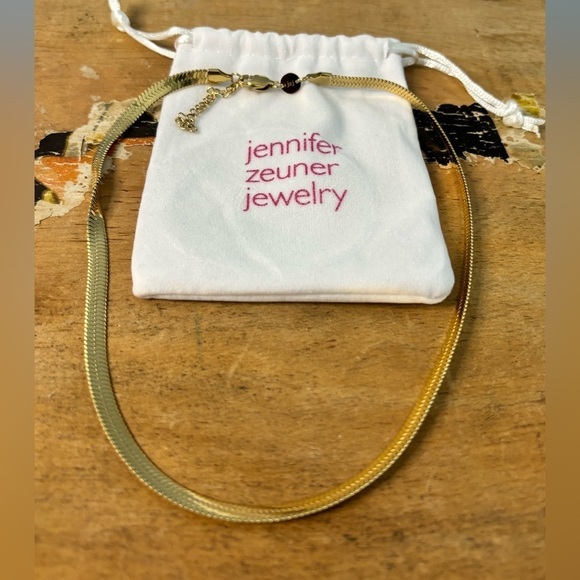 Jennifer Zeuner Jewelry - Jennifer Zeuner Hamilton Herringbone 14K Yellow Gold IP Plating Necklace 18" NWT